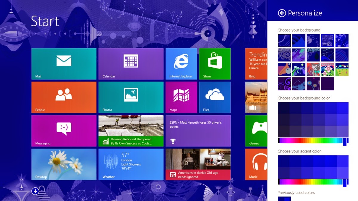 Windows 8 Pro 8.1 Desktop Kacheln 2